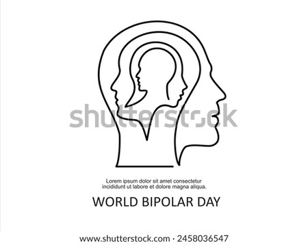 Brain of a person with opposite emotions. Bipolar disorder symbol. World Bipolar Day. Vector illustration.