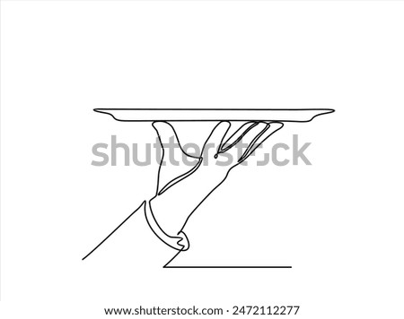 Hand drawn doodle serving food icon illustration in continuous line art style vector.Illustration with quote template. One line vector illustration. Order a banner for one line drawing.