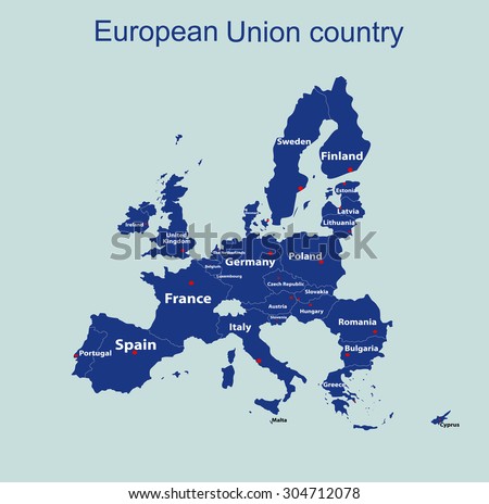  Map of European Union with all names of members countries