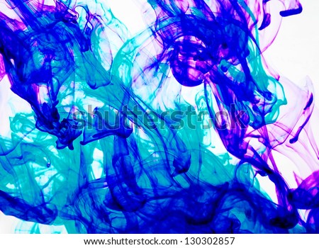 blue inks in water