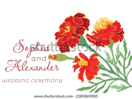 The banner is made in a rustic style with fully colored plant parts placed on the right side. Hand-drawn Illustrations of common garden flowers for greeting cards, invitations, interior design, etc.