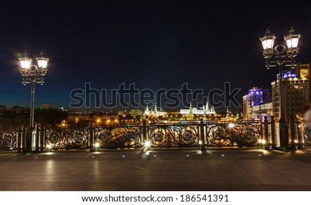 lanterns on the Patriarshy bridge. night view. Moscow