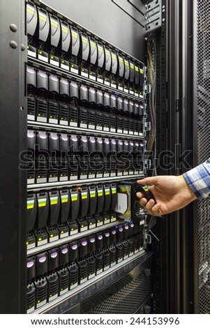 replacing a failed hard drive in the storage system in the data center