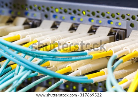 Optical switch and colorfull FC cables connected equipment in data center