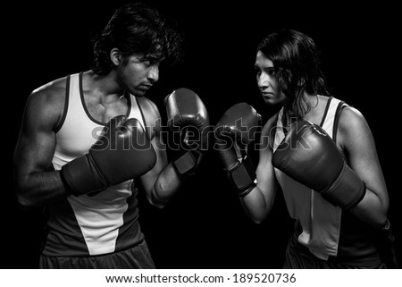 Male and female boxers \