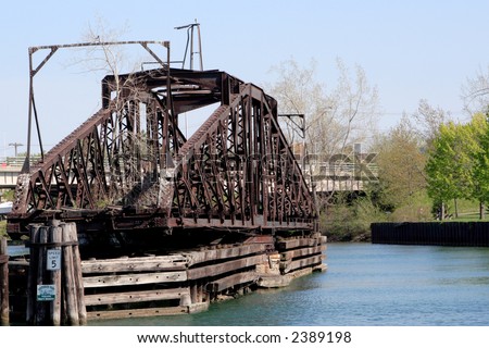 Historic train bridge in Erie Canal
