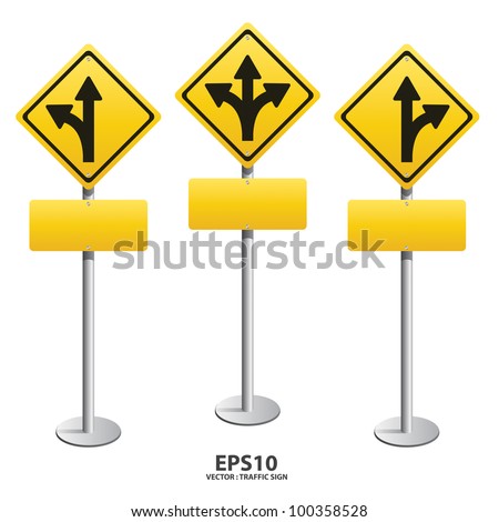 vector Signs straight, turn left, turn right