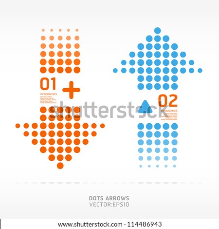 dots arrows orange and blue color / can be used for infographics / numbered banners / graphic or website layout vector