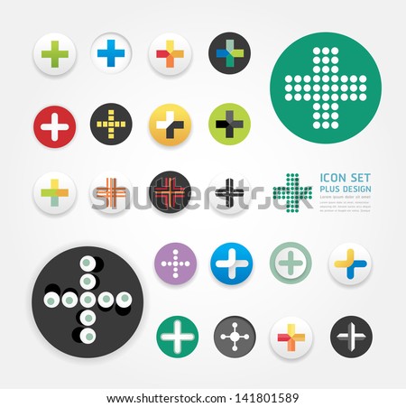 icons plus design set / can be used for infographics / graphic or website layout vector
