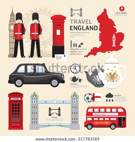 London,United Kingdom Flat Icons Design Travel Concept.Vector