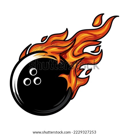 Hot bowling ball fire logo silhouette. bowling club graphic design logos or icons. vector illustration.
