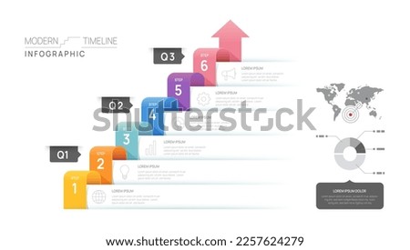 Infographic Timeline diagram template for business. 6 Steps Modern roadmap with circle topics, for vector infographics, flow charts, presentations.