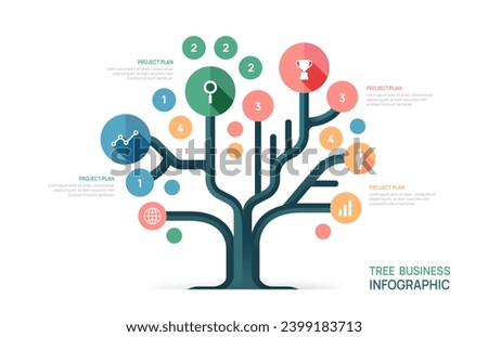 Infographic Tree Business growth design template. Eco Business Tree concept with steps. vector illustration.