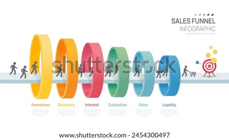 Infographic Sales funnel diagram template for business. Modern  Timeline 6 step level, digital marketing data, presentation vector infographics.