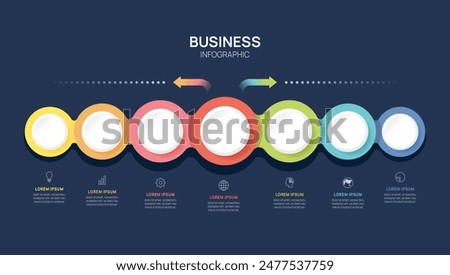 Infographic diagram template for business. Modern circle Timeline 7 step, presentation vector infographics.