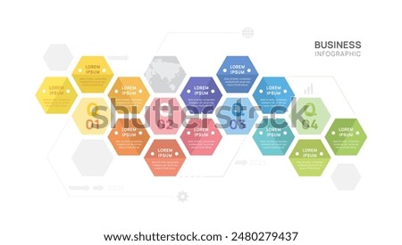 Infographic hexagon diagram 12 steps template for business, presentation vector infographics.