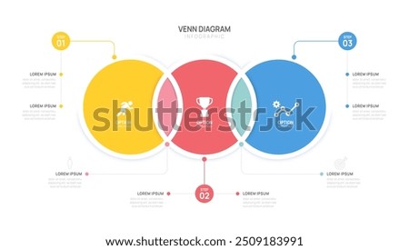 Infographic Circle Venn diagram chart template for business start up presentation with venn diagram elements vector illustration.