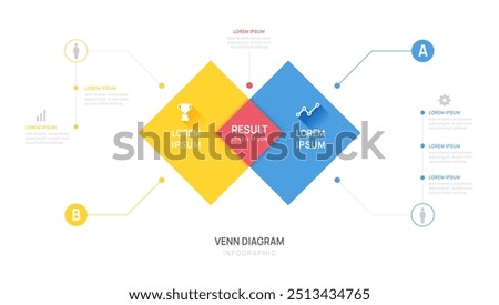 Infographic geometric Venn diagram chart template for business presentation with venn diagram elements vector illustration.