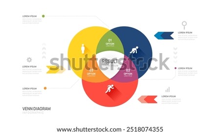 Infographic Venn diagram chart circle template for business start up presentation with venn diagram elements vector illustration.