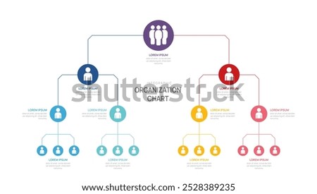 Infographic template for organization hierarchy chart with business avatar icons. vector infographic for business.