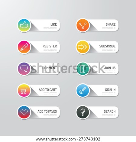 Modern banner button with social icon design options. Vector illustration. can be used for infographic workflow layout, banner, abstract, colour, graphic or website layout vector