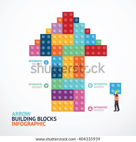 Infographic Template with arrow shape building blocks banner . concept vector illustration
