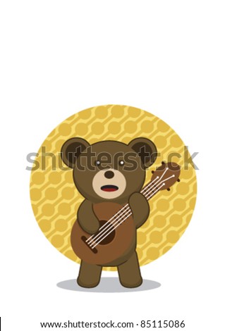 Bear Play Ukulele Stock Vector Illustration 85115086 : Shutterstock