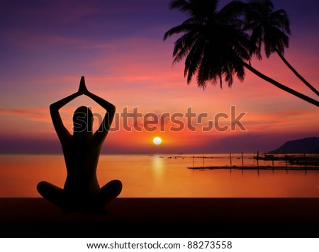 Girl Doing Yoga with sunset