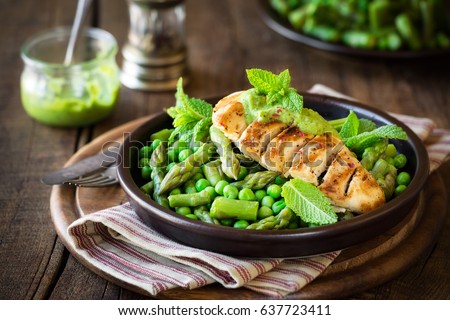 Similar – Image, Stock Photo Cooking of green peas with eggs