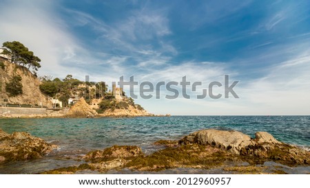 Lloret de Mar Castell Plaja at Sa Caleta beach in costa Brava of Catalonia Spain Imagine de stoc © 