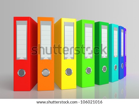 ring binders arranged in  gradient color