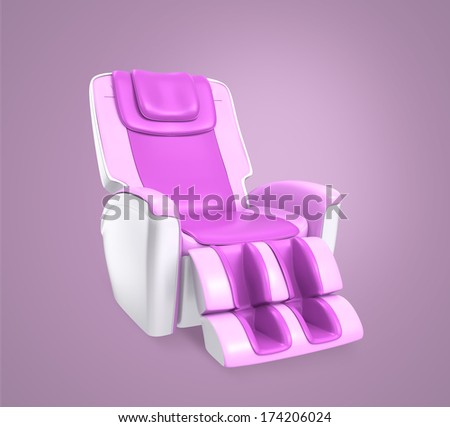 Pink comfortable massage chair on gradient background