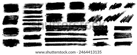 Brush strokes vector. Set of text boxes. Paintbrush collection. Grunge design elements. Dirty texture banners. Painted rectangles, long and diagonal strokes