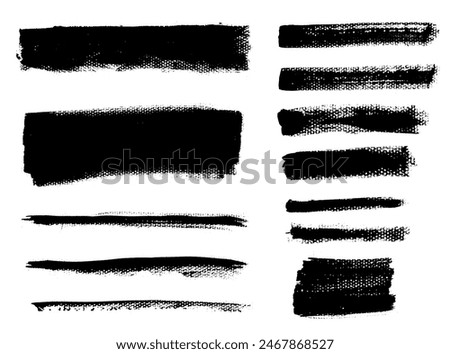 Brush strokes vector. Set of text boxes. Paintbrush collection. Grunge design elements. Dirty texture banners. Painted rectangles and long strokes