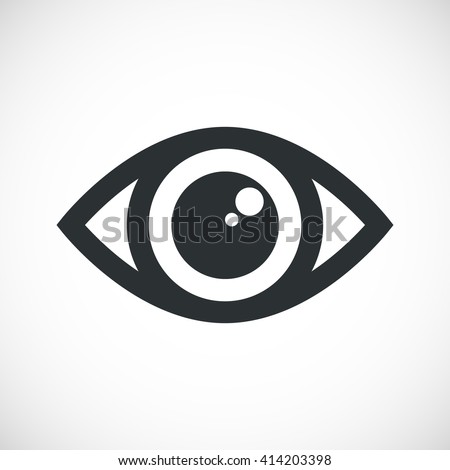 Simple black eye icon vector with double reflection in pupil. Round flare. Medicine symbol isolated. Safety and search concept. Laconic graphic design element. Eyesight pictogram. Isolated on white.