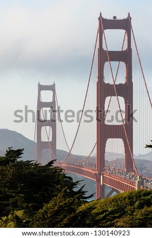 Golden Gate Bridge at evening.