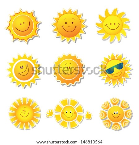 Sun icons. Beautiful elements for design. Emoji .