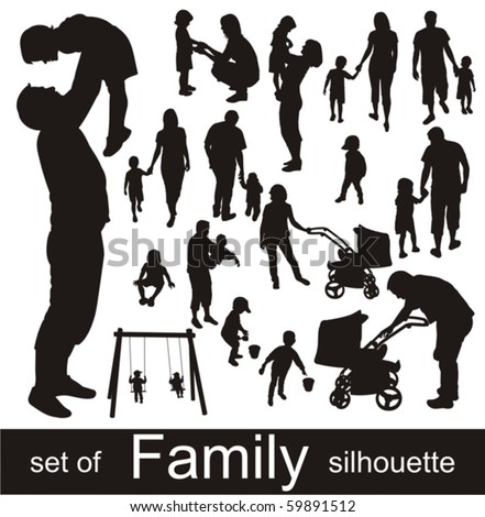 Set of family silhouettes.