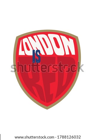 London is Red Comic Typography Style Graphic in a Shield For Product Mock Up