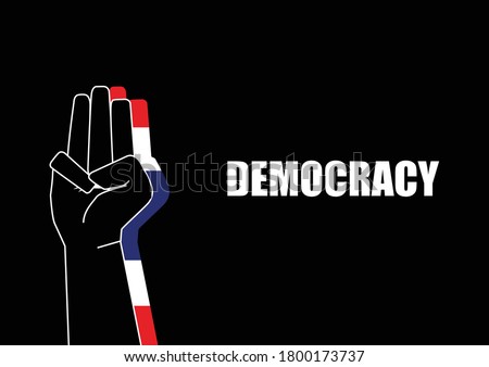 Illustration of Fists with Three Finger Salute as an act of Defiance  Against Military Government in Thailand