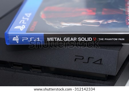 BANGKOK, THAILAND - SEPTEMBER 2, 2015: The New Metal Gear Solid 5 game on PS4 Console on September 2,2015. in Bangkok Thailand.