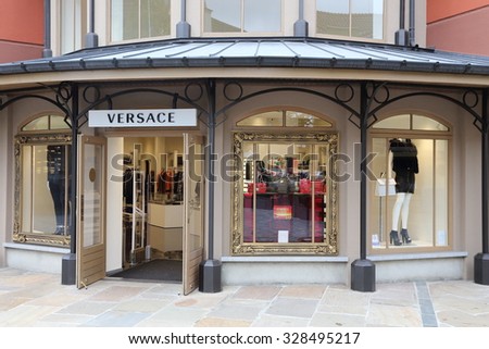 BELGIUM - OCTOBER 17:  A Versace store in Maasmechelen Village outlet  on October 17, 2015.