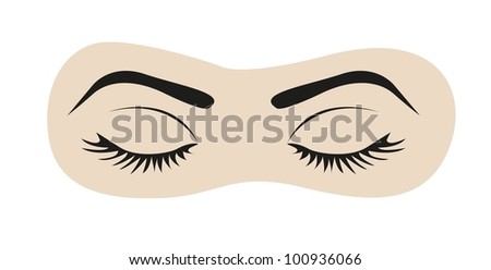 closed eyes with eyelashes and eyebrows, vector illustration