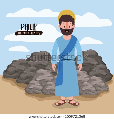 the twelve apostles poster with philip in scene in desert next to the rocks in colorful silhouette