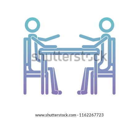 couple in the table figures silhouette icon