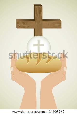 Illustration of Jesus Christ, Eucharist and the sacrament of communion, vector illustration