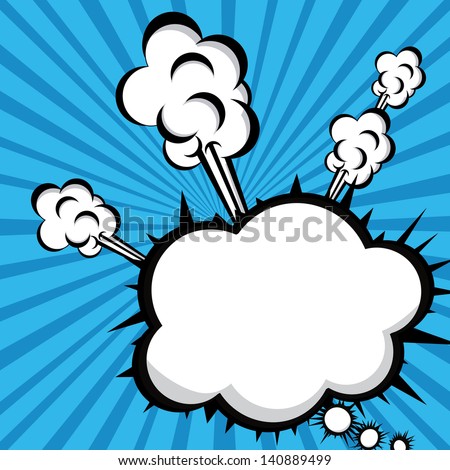 Smoke Icon Over Rays Blue Background Vector Illustration - 140889499 ...