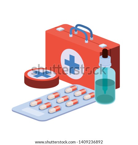 first aid kit on white background
