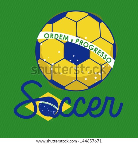 soccer brazilian over green background vector illustration