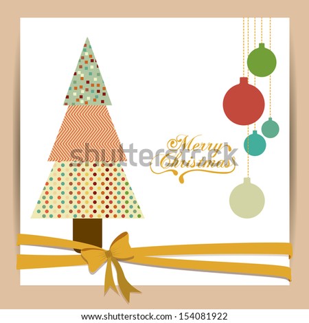 Christmas Tree Over Pink Background Vector Illustration - 154081922